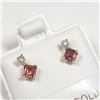 Image 2 : 10K Yellow Gold Garnet(0.44ct) Diamond(0.06ct) Earrings (~Size )(Ring is resizable for $40) (~length