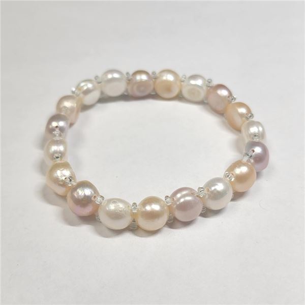 Fresh Water Pearl Flexible Bracelet (~Size )(Ring is resizable for $40) (~length inches), Suggested 