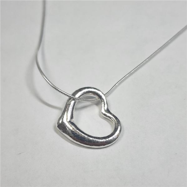 Silver Heart 16" Necklace (~Size )(Ring is resizable for $40) (~length inches), Suggested Retail Val