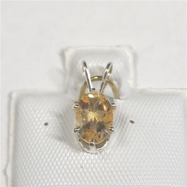 Silver Citrine(0.62ct) Pendant (~Size )(Ring is resizable for $40) (~length inches), Made in Canada,