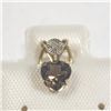 Image 1 : 10K Yellow Gold Smokey Quartz And Diamond Pendant (~Size )(Ring is resizable for $40) (~length inche