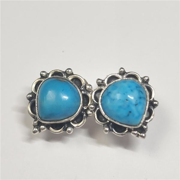 Silver Turquoise Earrings (~Size )(Ring is resizable for $40) (~length inches), Suggested Retail Val