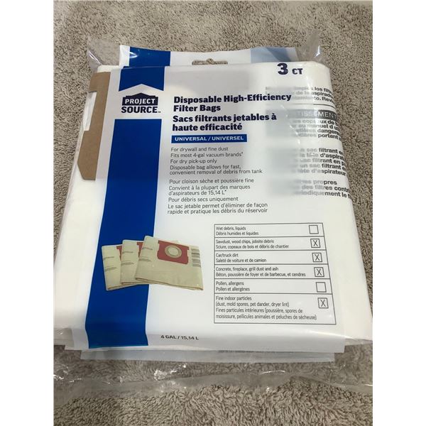 Project Source Vacuum Filter bags universal fit 3 ct