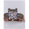 Image 4 : Ladies .85 Princess Cut Solitaire Rose Gold Plated Shank Style Engagement Ring size 7