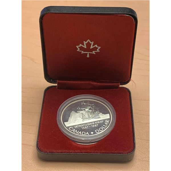 Royal Canadian Mint 1587-1987 Detroit Davis Strait Commemorative Case Dollar