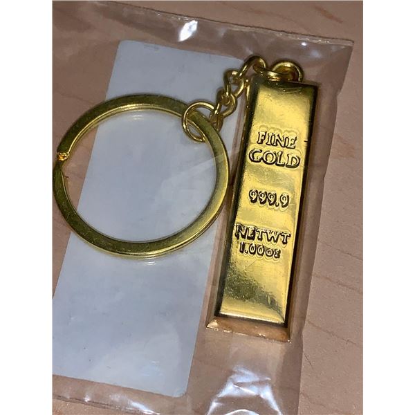 NEW 999.0 one ounce Gold Bar Key Chain replica