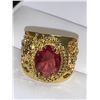 Image 1 : Luster Gold Tone Eye of the Dragon Ruby Solitire Ring