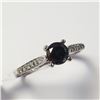 Image 2 : 14K White Gold Black Diamond(0.55ct) Diamond(0.08ct) Ring (~Size 6)(Ring is resizable for $40) (~wei