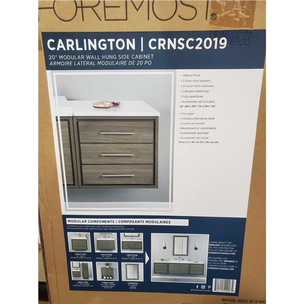 NEW Carlington 20" Modular Wall Hung 3 drawer Side Cabinet- Walnut