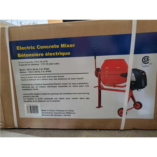NEW 4 cu ft Electric Concrete Mixer