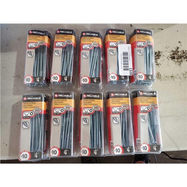 Lot of 10 - Teliable wood screws #10 4 inch