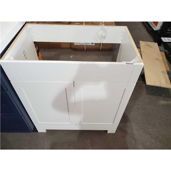 NEW white 31 inch vanity cabinet, double door