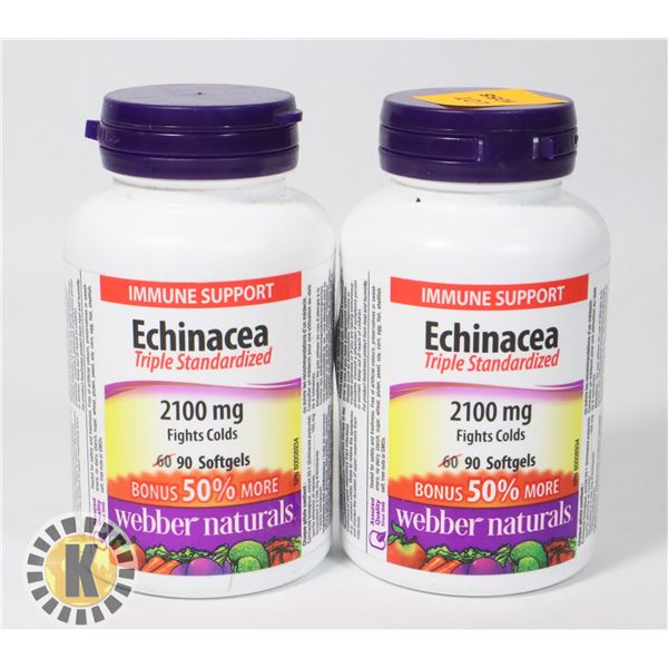 LOT OF 2 ECHINACEA  2100MG SOFTGELS 90 COUNT