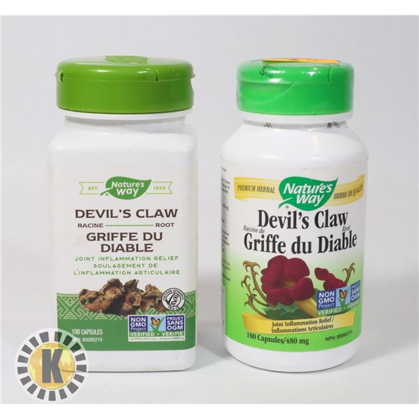 LOT OF 2 DEVILS CLAW 100 480MG CAPSULES