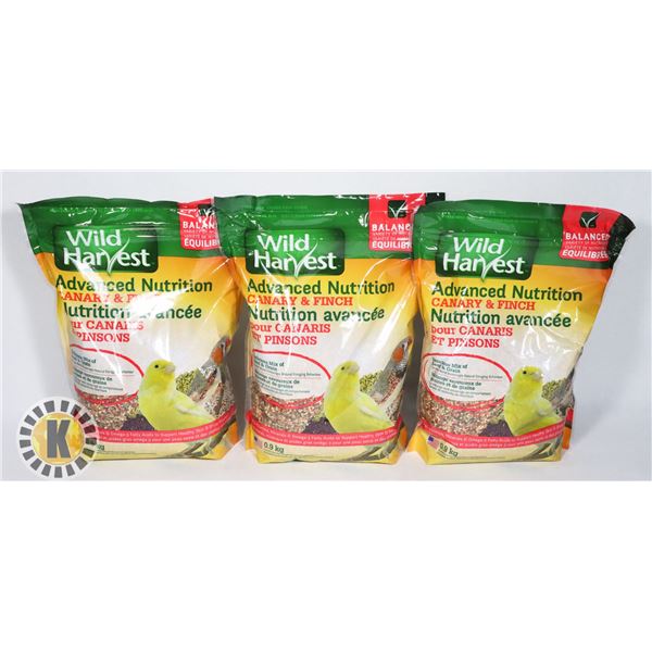 LOT OF 3 WILD HARVEST CANARY & FINCH BIRD FEED