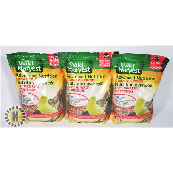 LOT OF 3 WILD HARVEST CANARY & FINCH BIRD FEED