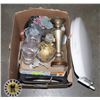 UNCLAIMED BOX OF HOME ITEMS INCLUDING TOILET SEAT