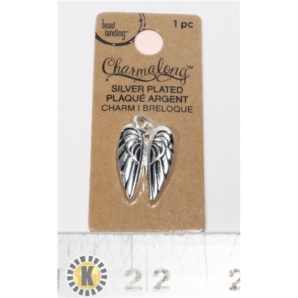 NEW SILVERPLATED ANGEL WINGS CHARM/ PENDANT