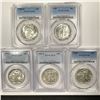 Image 1 : 1944-1945 Set (5) Walking Liberty Half Dollar