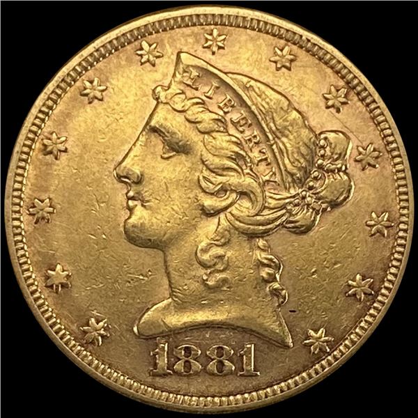 1881 $5 Gold Half Eagle UNCIRCULATED