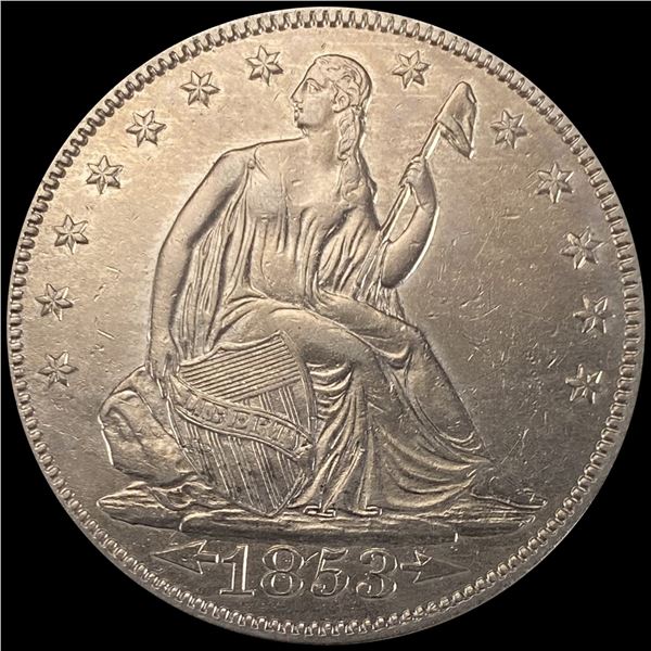 1853 Arws & Rays Seated Liberty Half Dollar UNC