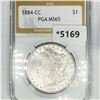 Image 1 : 1884-CC Morgan Silver Dollar PGA-MS65