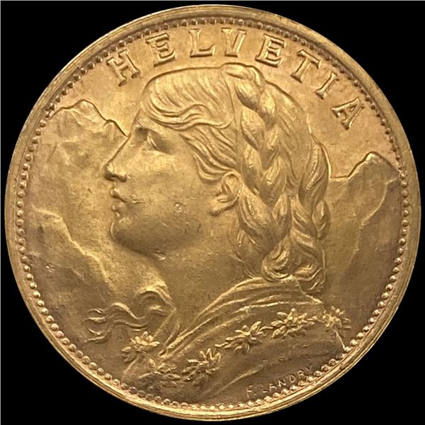 1935-LB Swiss 20 Francs CHOICE BU