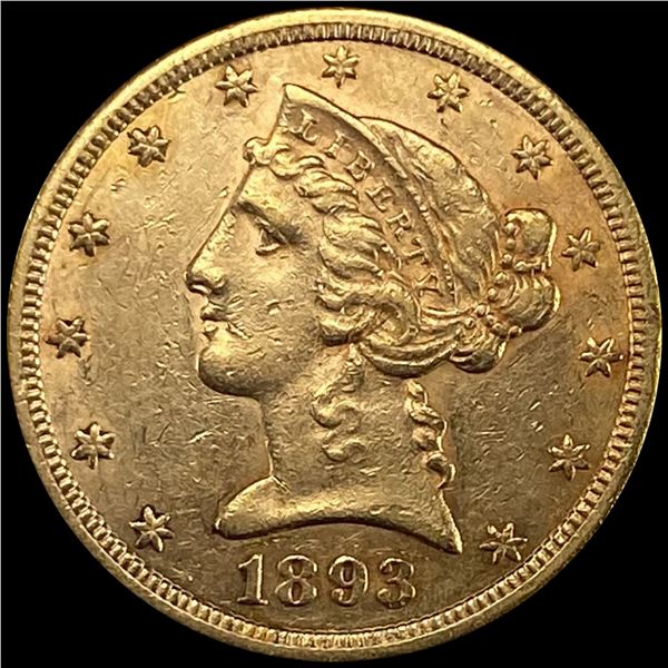 1893-S $5 Gold Half Eagle UNCIRCULATED