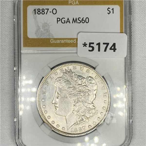 1887-O Morgan Silver Dollar PGA-MS60