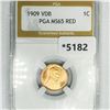 Image 1 : 1909 VDB Wheat Cent PGA-MS65 RED