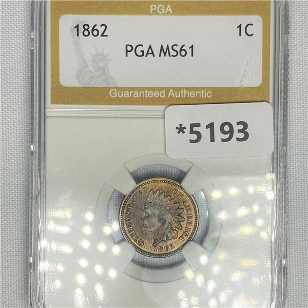 1862 Indian Head Cent PGA-MS61