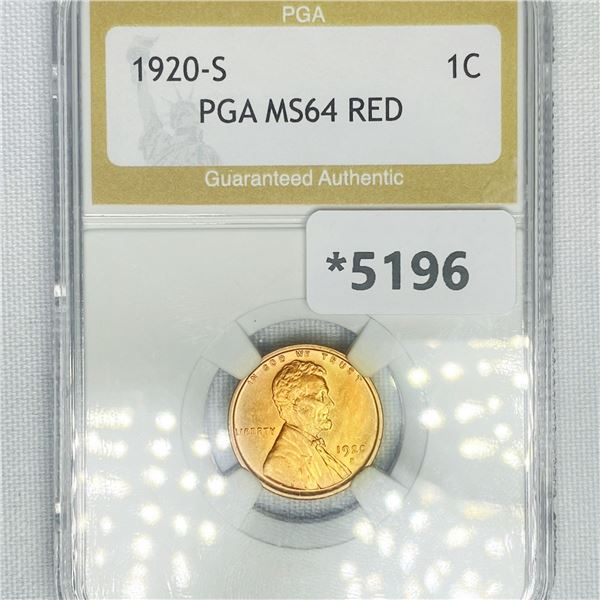 1920-S Wheat Cent PGA-MS64 Red