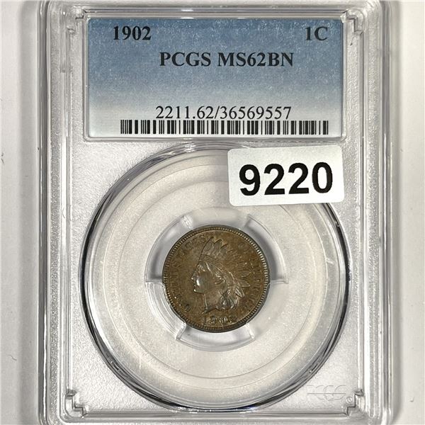 1902 Indian Head Cent PCGS-MS62 BN