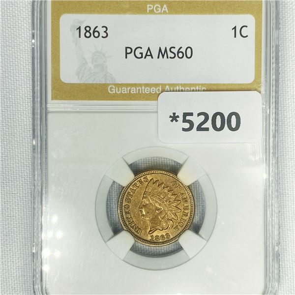 1863 Indian Head Cent PGA-MS60