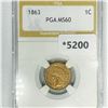 Image 1 : 1863 Indian Head Cent PGA-MS60