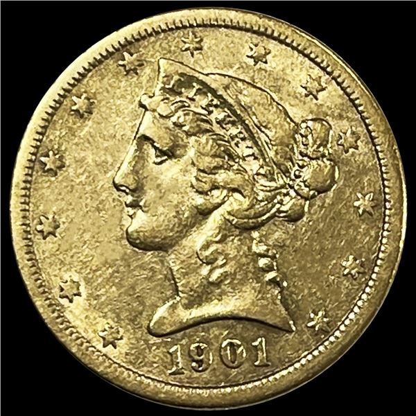 1901-S $5 Gold Half Eagle CLOSELY UNCIRCULATED