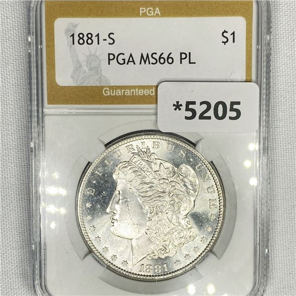 1881-S Morgan Silver Dollar PGA-MS66 PL