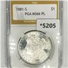 Image 1 : 1881-S Morgan Silver Dollar PGA-MS66 PL