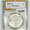 Image 1 : 1878-CC Morgan Silver Dollar PGA-MS63+