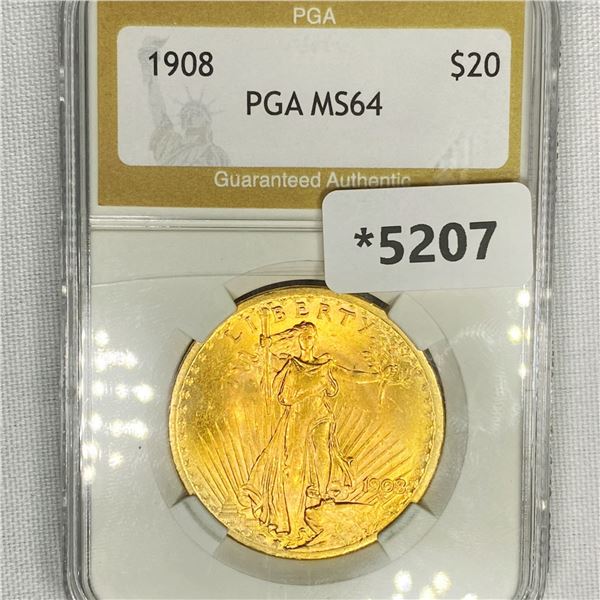 1908 $20 Gold Double Eagle PGA-MS64