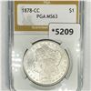 Image 1 : 1878-CC Morgan Silver Dollar PGA-MS63