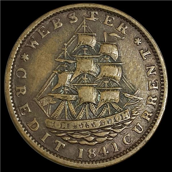 1841 Hardtimes Webster Token NEARLY UNCIRCULATED