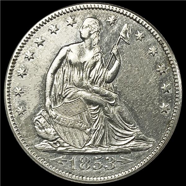 1853 Arws & Rays Seated Liberty Half Dollar UNC