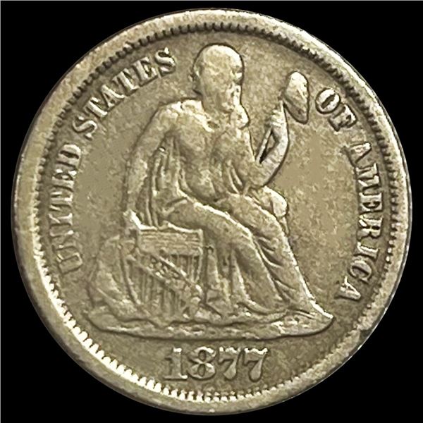 1877-CC Seated Liberty Dime LIGHTLY CIRCULATED