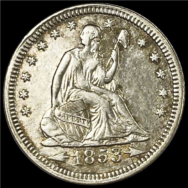 1853 Arws & Rays Seated Liberty Quarter UNC