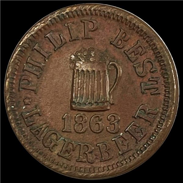 1863 Philip Best Brewery Milkwakee Token UNC