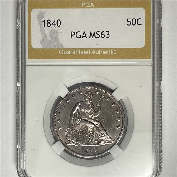 1840 Seated Liberty Half Dollar PGA-MS63