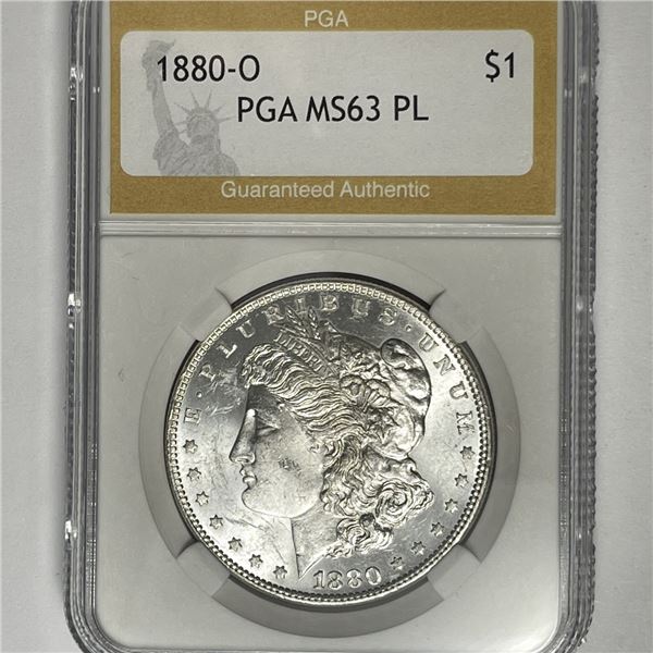 1880-O Morgan Silver Dollar PGA-MS63 PL