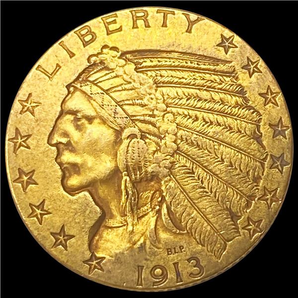 1913 $5 Gold Half Eagle CLOSELY UNCIRCULATED