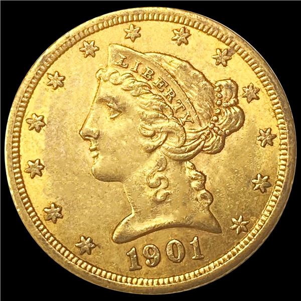 1901-S $5 Gold Half Eagle UNCIRCULATED